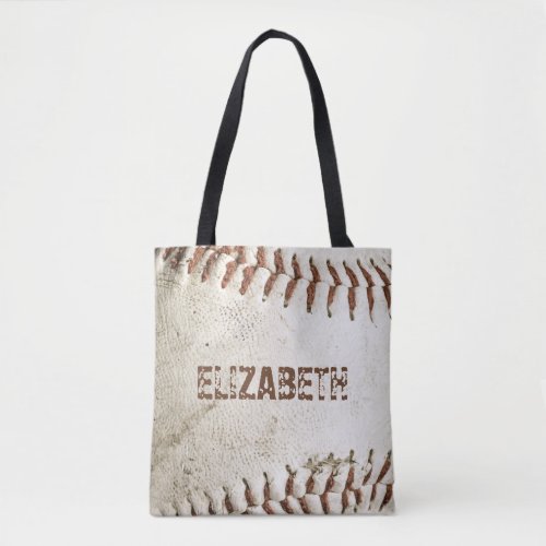 Personalized Vintage Baseball Tote Bag