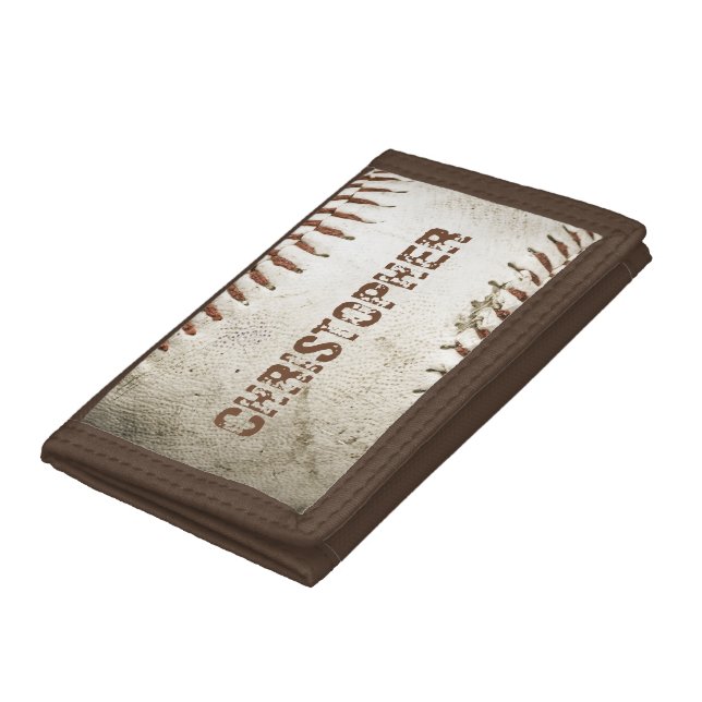 Personalized Vintage Baseball Trifold Wallet (Bottom)