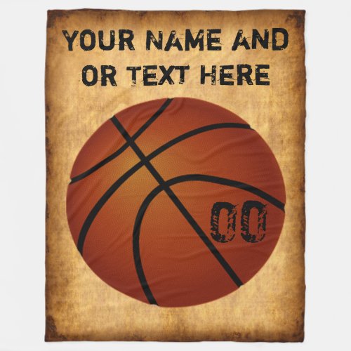 Personalized Vintage Basketball Fleece Blanket