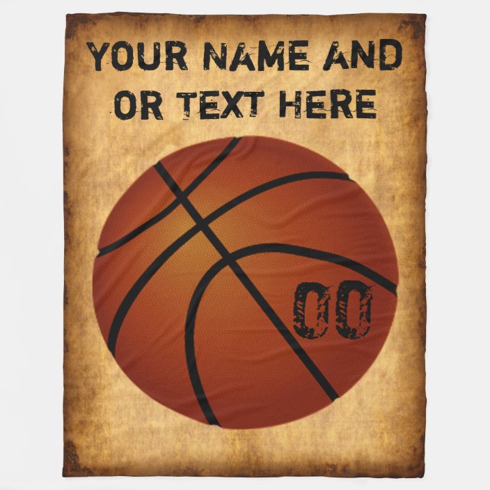 Personalized Vintage Basketball Fleece Blanket Zazzle Com