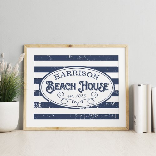 Personalized Vintage Beach House Print