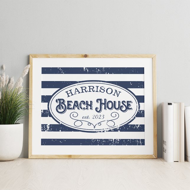 Personalized Vintage Beach House Print (Creator Uploaded)
