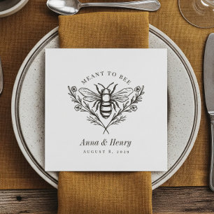 Personalized Vintage Bee Wedding "Meant to Bee" Napkins