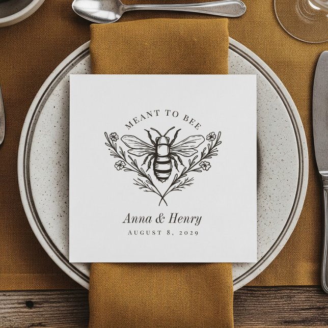 Personalized Vintage Bee Wedding "Meant to Bee" Napkins (Creator Uploaded)