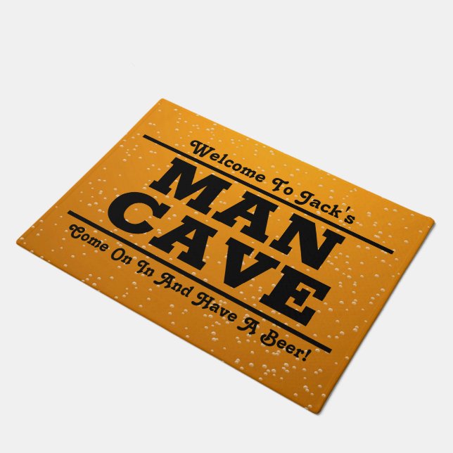 Personalized Vintage Beer Theme Man Cave Doormat (Angled)