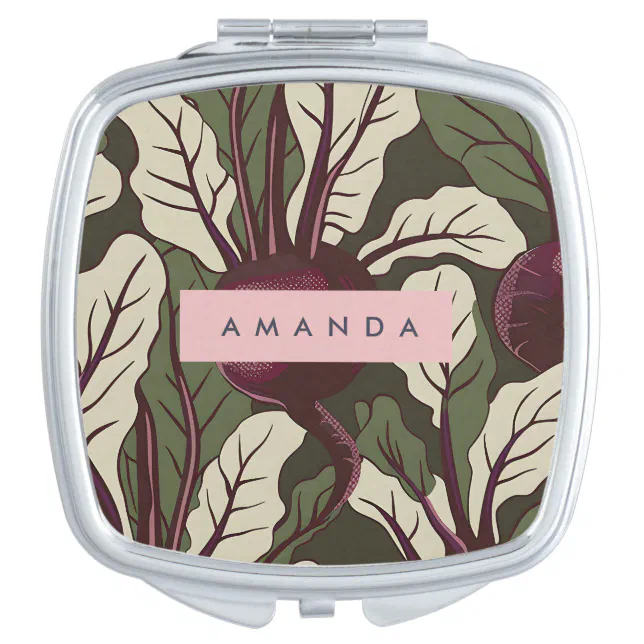 Personalized Vintage Beetroot Garden Art Design Compact Mirror | Zazzle
