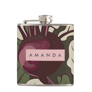 Personalized Vintage Beetroot Garden Art Design Flask