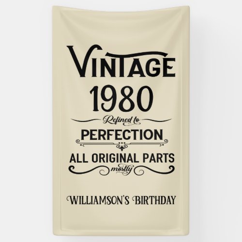 Personalized vintage birthday black banner