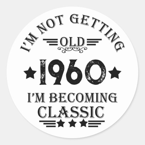 Personalized vintage birthday black classic round sticker