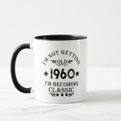 Personalized vintage birthday black mug
