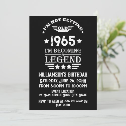 Personalized vintage birthday black white invitation