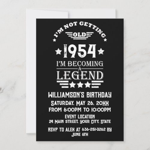 Personalized vintage birthday black white invitation