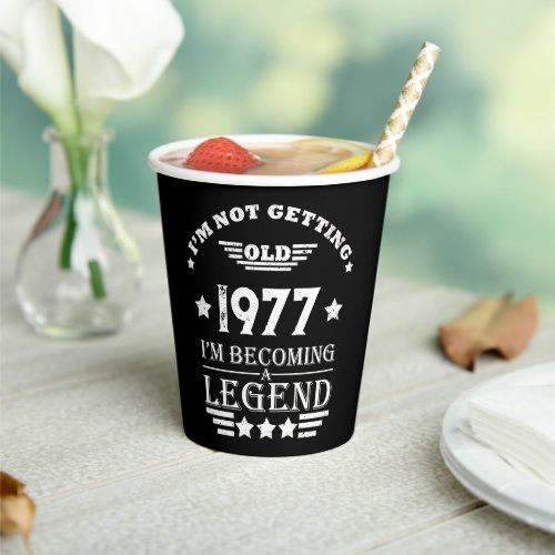 Personalized vintage birthday black white paper cups