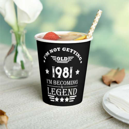 Personalized vintage birthday black white paper cups
