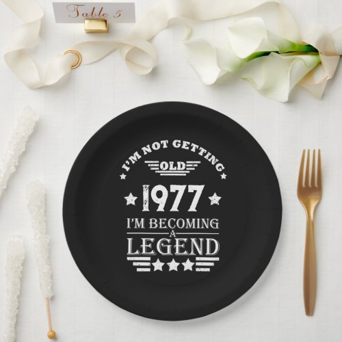 Personalized vintage birthday black white paper plates