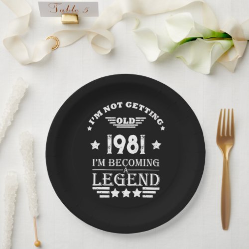 Personalized vintage birthday black white paper plates