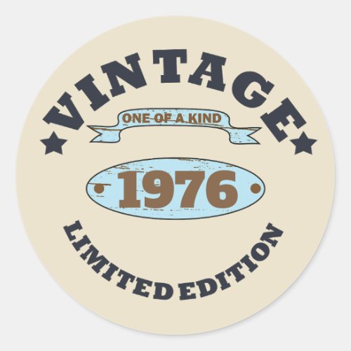 Personalized vintage birthday classic round sticker