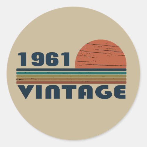 Personalized vintage birthday classic round sticker