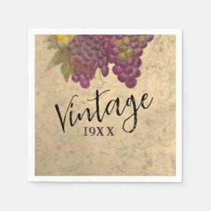 Personalized Vintage Birthday Elegant Wine Theme Napkins