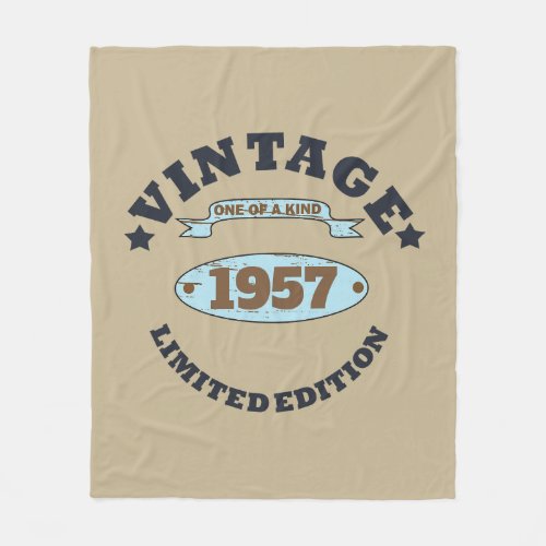 Personalized vintage birthday fleece blanket