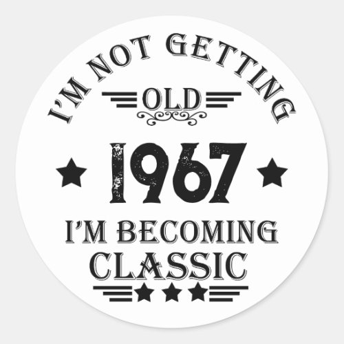 Personalized vintage birthday gift black classic round sticker