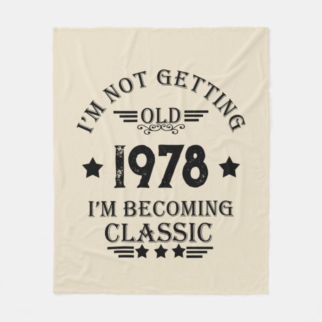 Personalized vintage birthday gift black fleece blanket (Front)