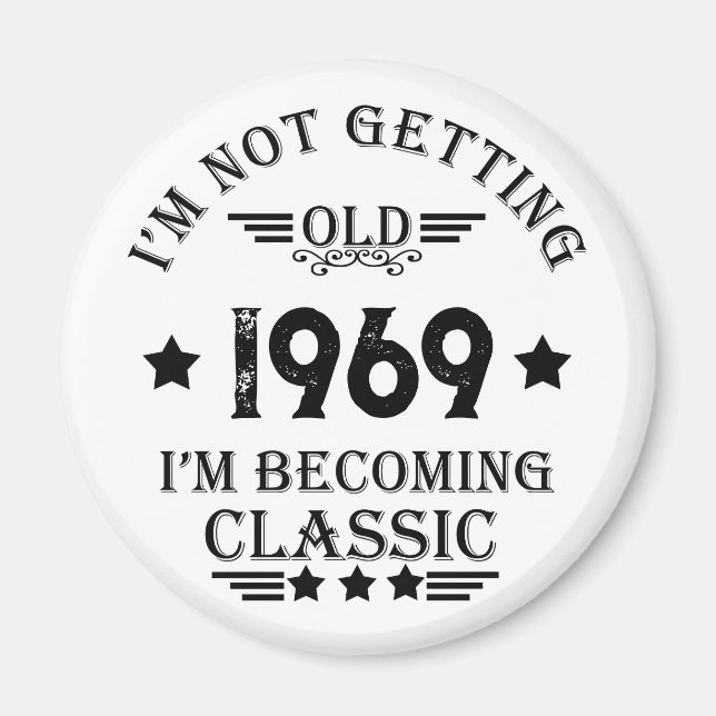 Personalized vintage birthday gift black magnet (Front)