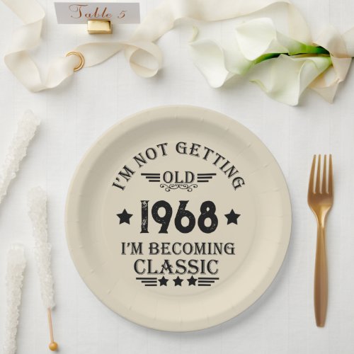 Personalized vintage birthday gift black paper plates
