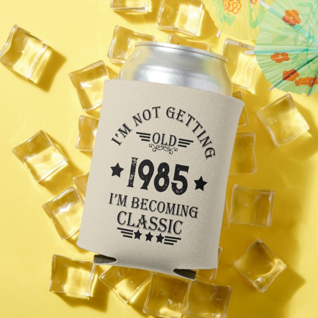 Personalized vintage birthday gift can cooler (In Situ Summer)