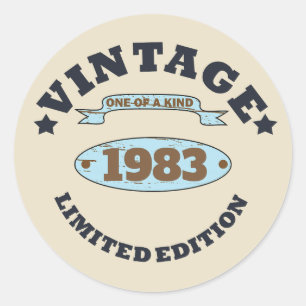Personalized vintage birthday gift classic round sticker