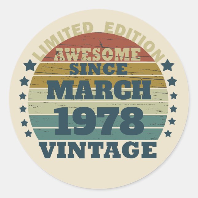 Personalized vintage birthday gift classic round sticker (Front)
