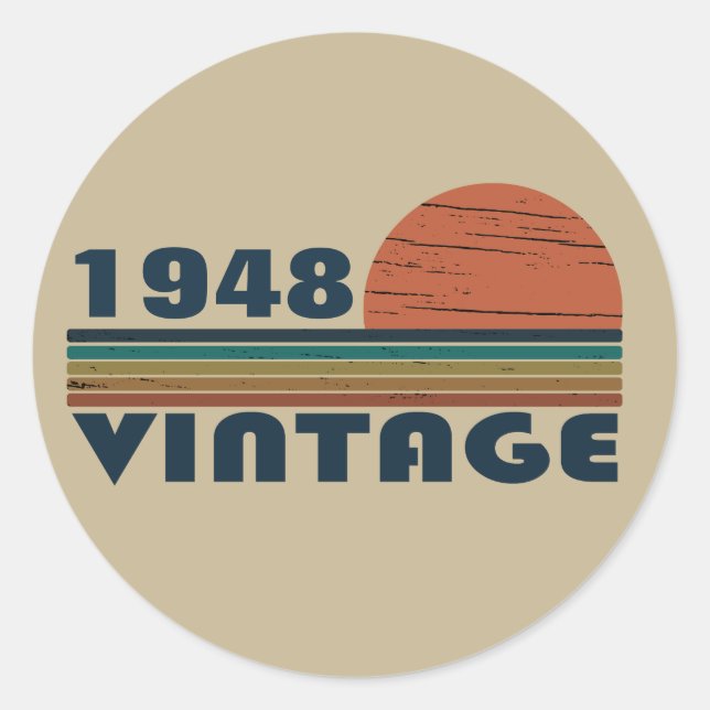 Personalized vintage birthday gift classic round sticker (Front)