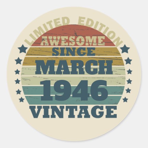 Personalized vintage birthday gift classic round sticker