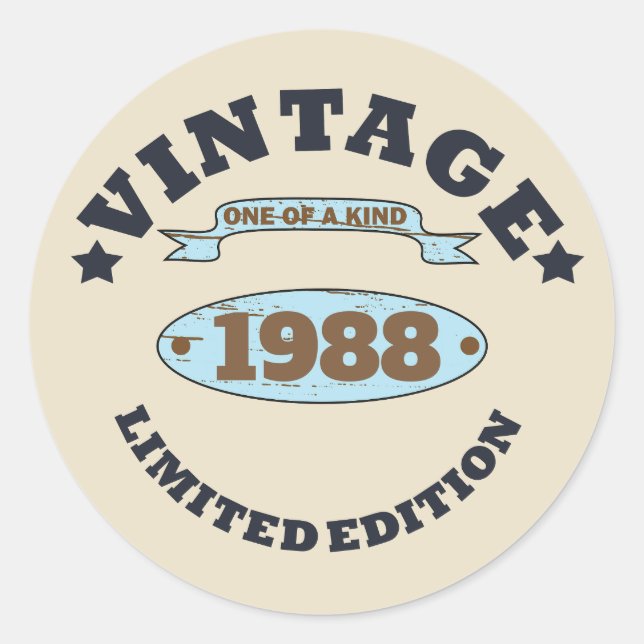 Personalized vintage birthday gift classic round sticker (Front)