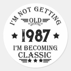 Personalized vintage birthday gift classic round sticker