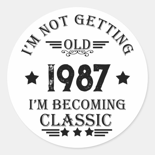 Personalized vintage birthday gift classic round sticker (Front)