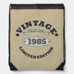 Personalized vintage birthday gift drawstring bag