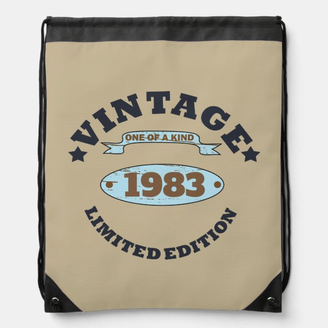 Personalized vintage birthday gift drawstring bag (Front)