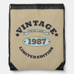 Personalized vintage birthday gift drawstring bag