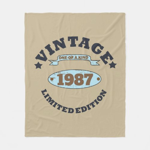 Personalized vintage birthday gift fleece blanket