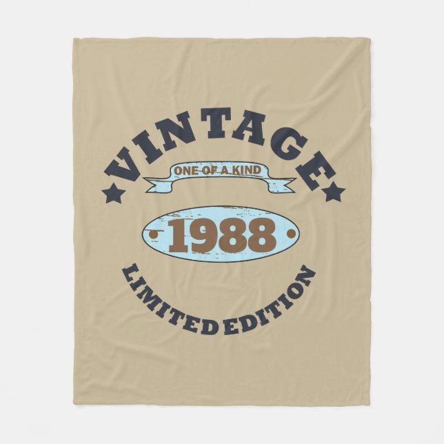 Personalized vintage birthday gift fleece blanket (Front)