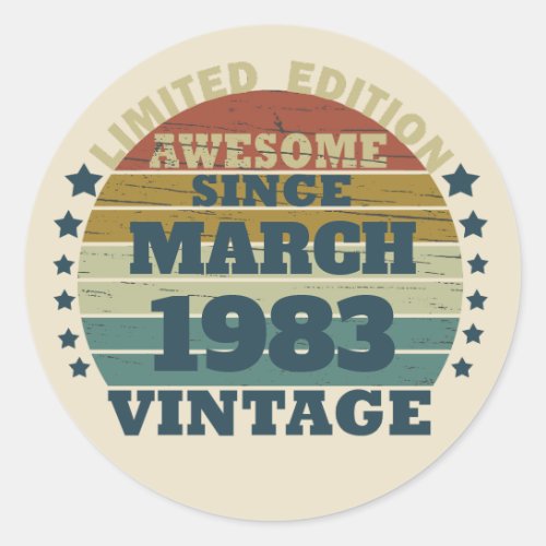 Personalized vintage birthday gift idea classic round sticker