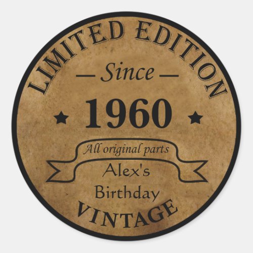 Personalized vintage birthday gift idea classic round sticker