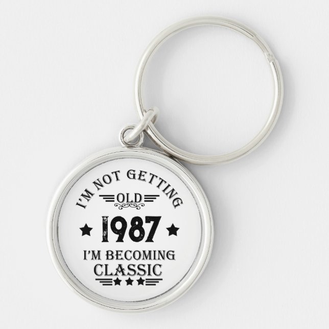 Personalized vintage birthday gift keychain (Front)