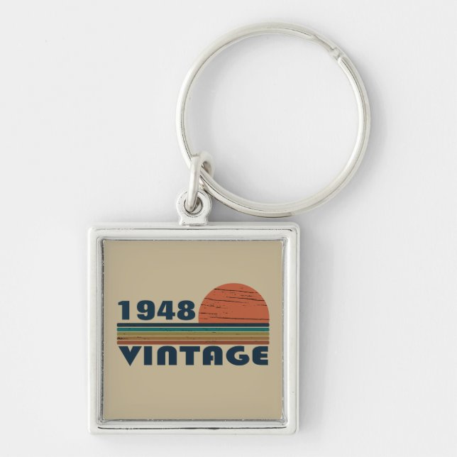 Personalized vintage birthday gift keychain (Front)