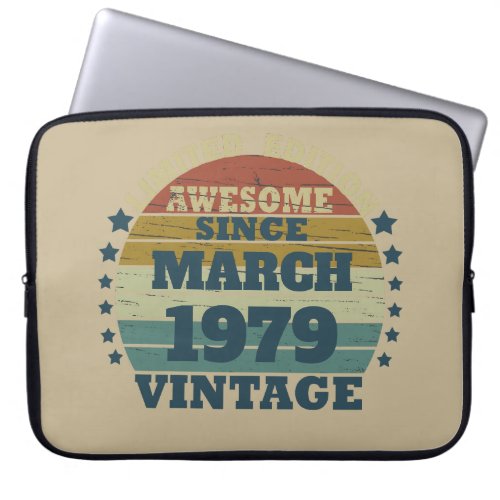 Personalized vintage birthday gift laptop sleeve