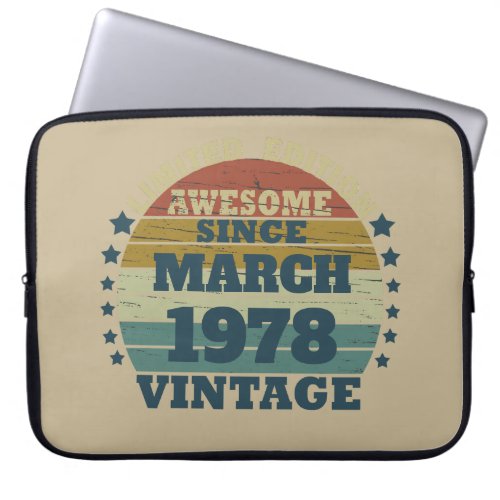 Personalized vintage birthday gift laptop sleeve