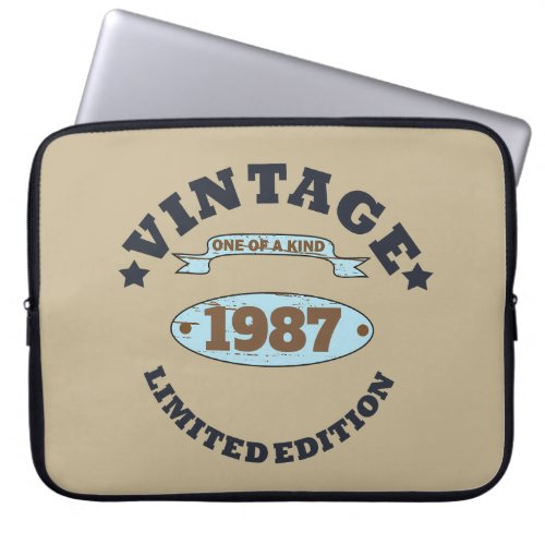 Personalized vintage birthday gift laptop sleeve