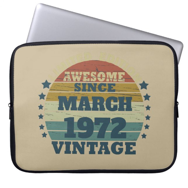 Personalized vintage birthday gift laptop sleeve (Front)