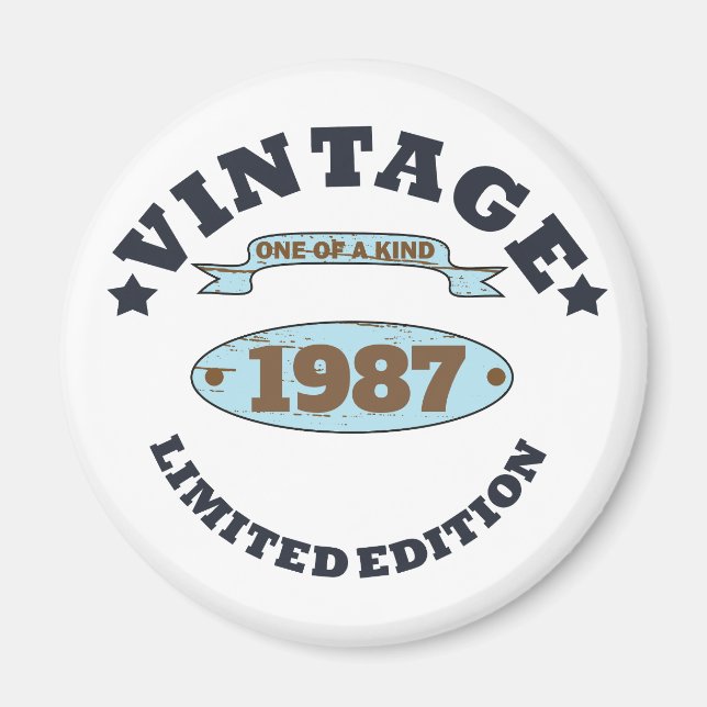 Personalized vintage birthday gift magnet (Front)
